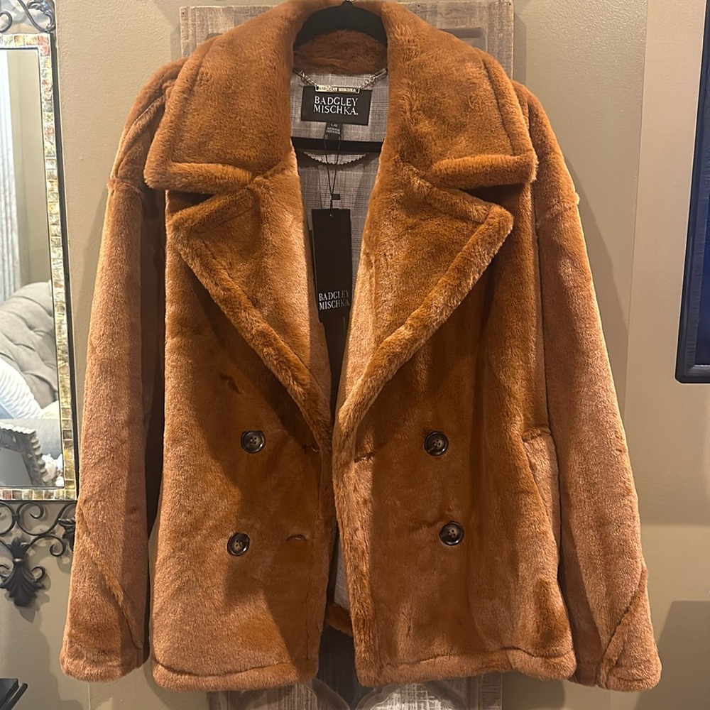 Badgley mischka rollande faux fur coat